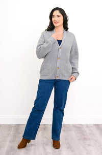 Lilo Cardigan, Silver Grey, Wool Cashmere
