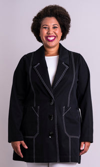 Cooper Jacket, Black/White, Cotton Stretch - Blue Sky Clothing Co