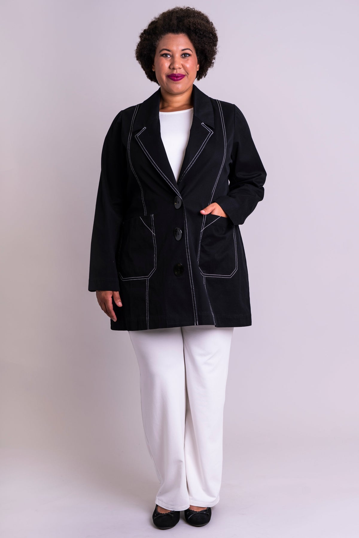 Cooper Jacket, Black/White, Cotton Stretch - Blue Sky Clothing Co