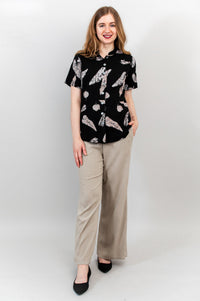 Debra Top, Leaf Shadow, Linen Bamboo - Final Sale