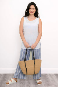 Dena Tank, White, Linen Bamboo