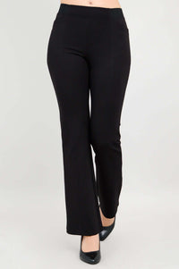 Detailed front view of Daya Tall Black Dress Pants waistline