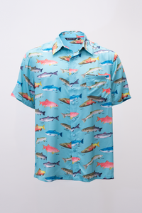 Dino Shirt, Canada Salmon, Woven Bamboo