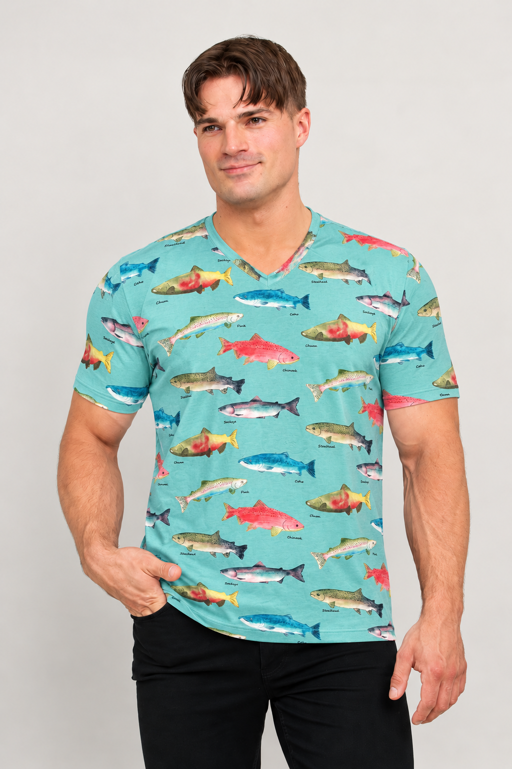 Adam Short Sleeve Shirt, Salmon, Bamboo