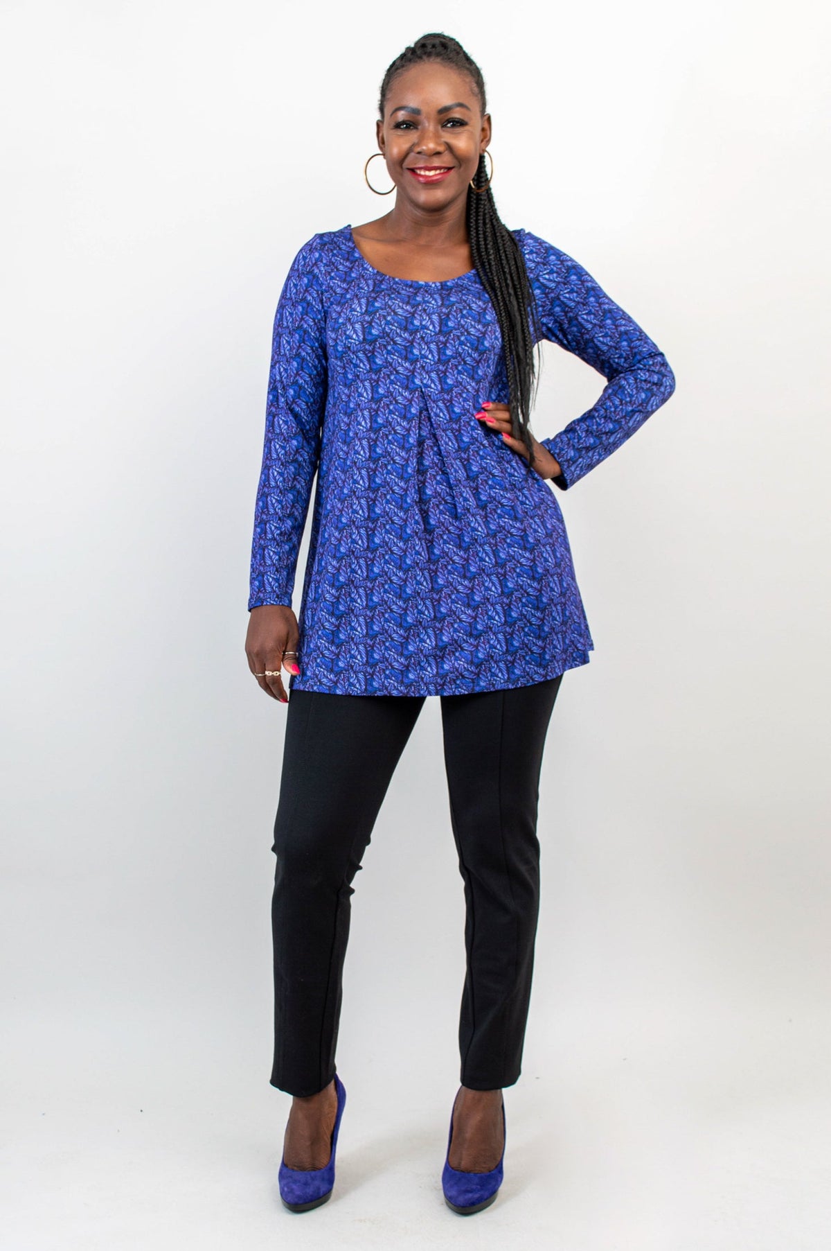 Franca L/S Top, Midnight Leaves, Bamboo - Final Sale