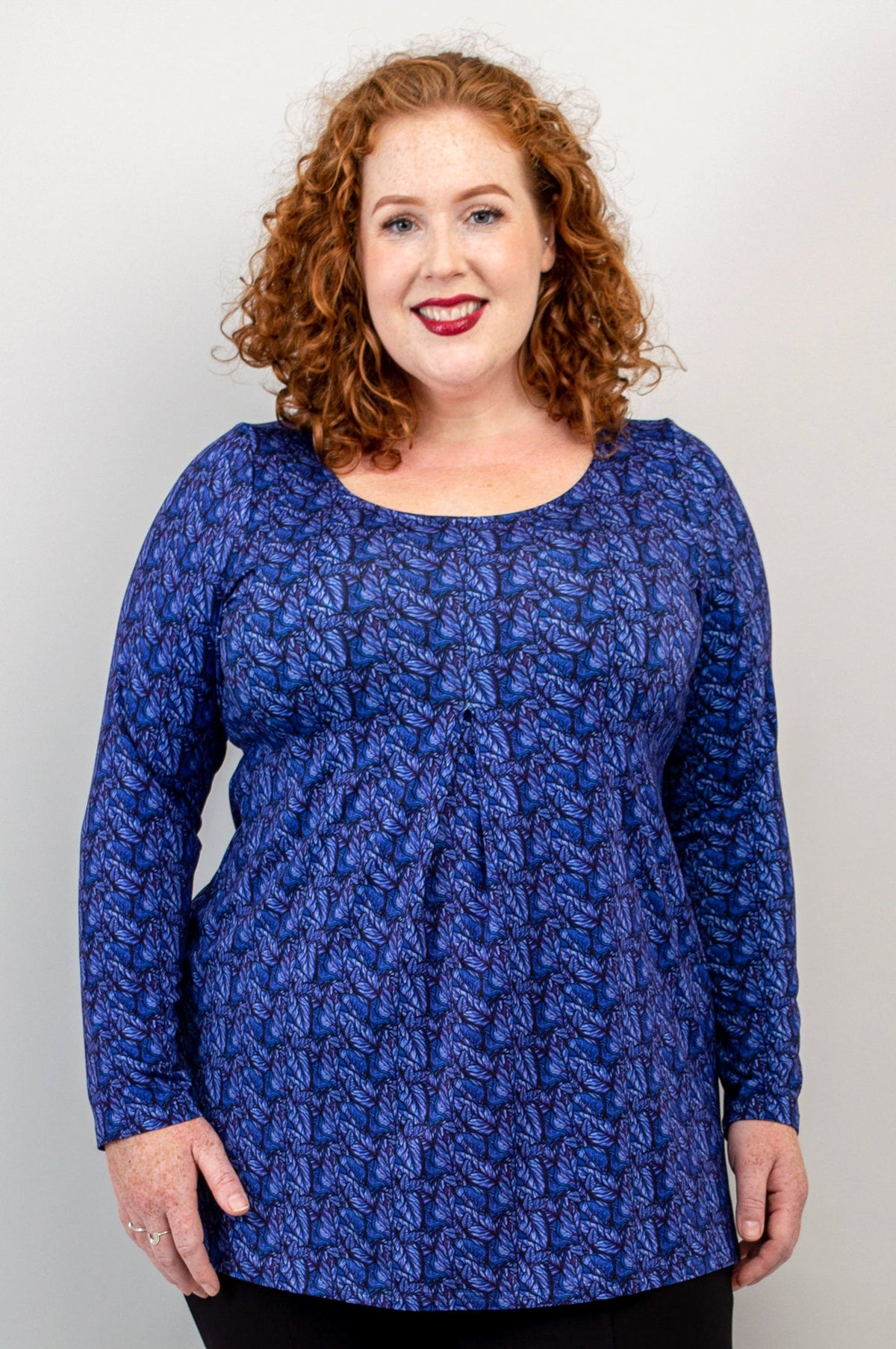 Franca L/S Top, Midnight Leaves, Bamboo - Final Sale