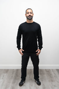 Fraser Sweater, Black, 100% Merino Wool