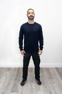 Fraser Sweater, Navy, Merino Wool
