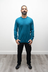 Fraser Sweater, Teal, 100% Merino Wool
