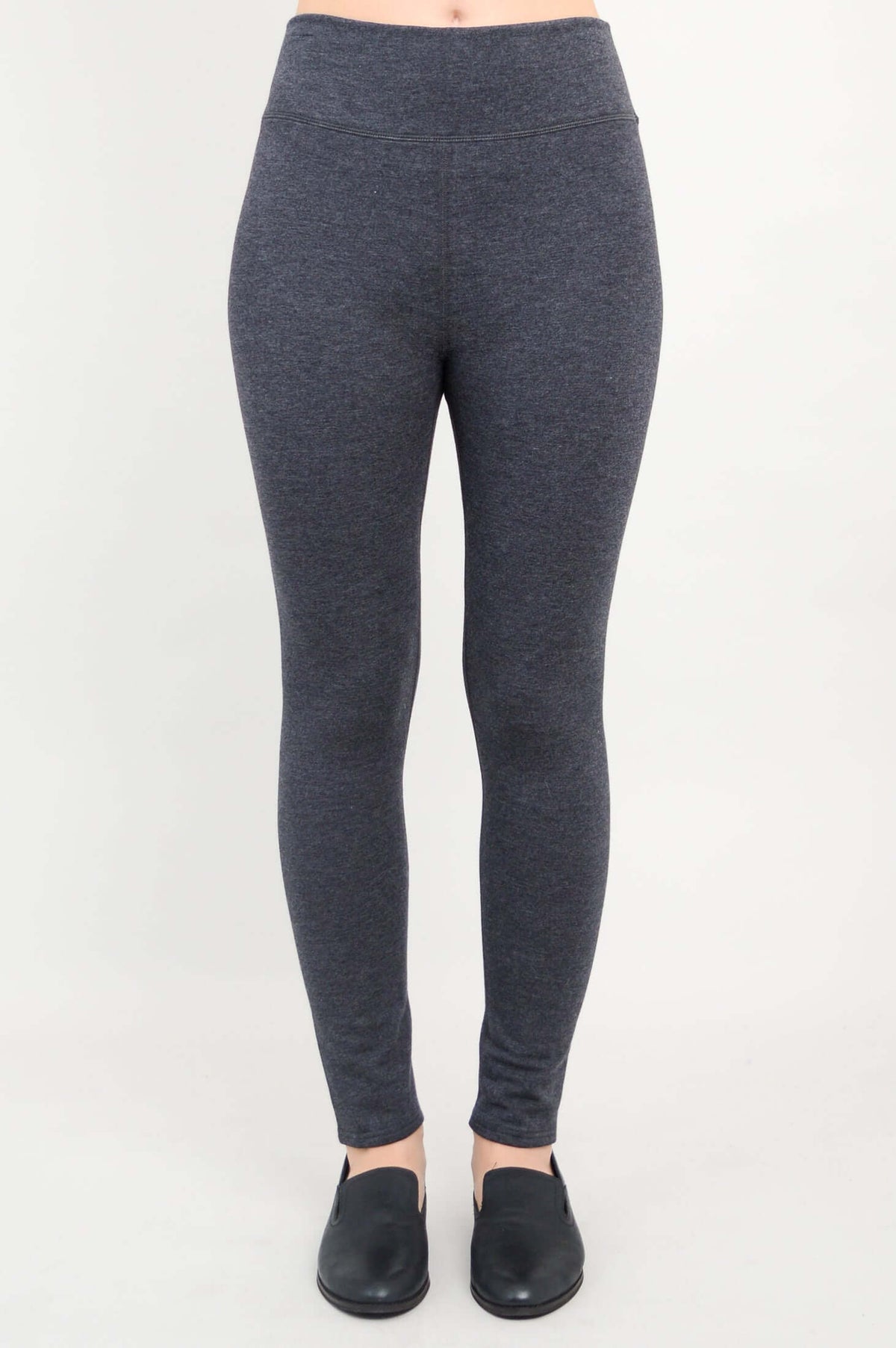 Front view of Dixie Fleece-Lined charcoal leggings with smooth waistband
