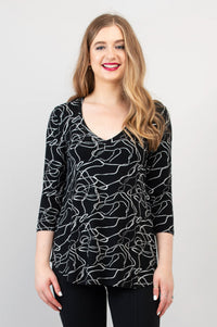 Jackie 3/4 Top, Art Expo, Bamboo - Final Sale