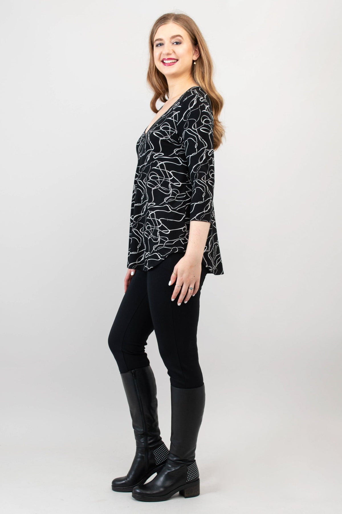 Jackie 3/4 Top, Art Expo, Bamboo - Final Sale