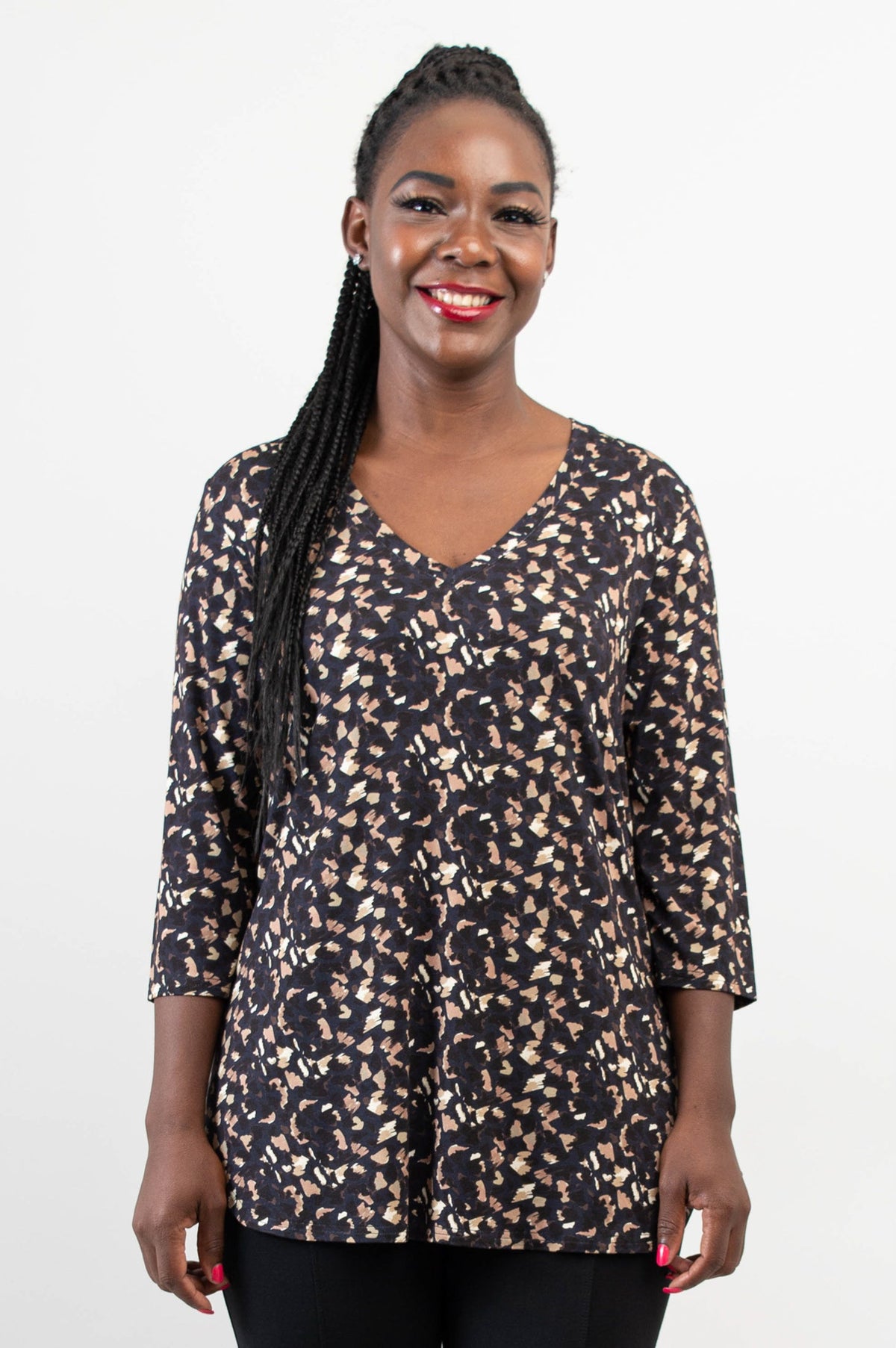 Jackie 3/4 Top, Calico, Bamboo - Final Sale