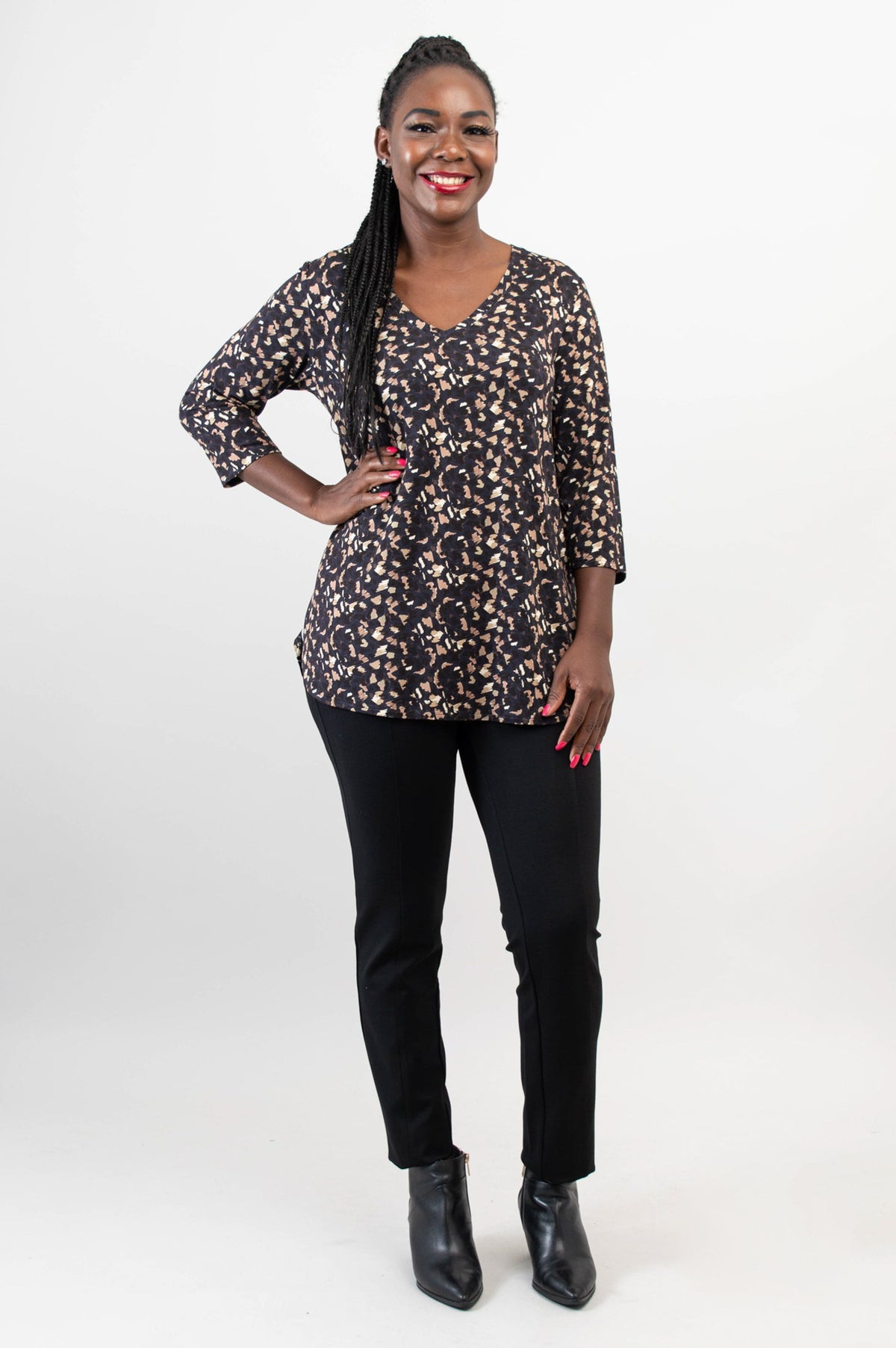 Jackie 3/4 Top, Calico, Bamboo - Final Sale