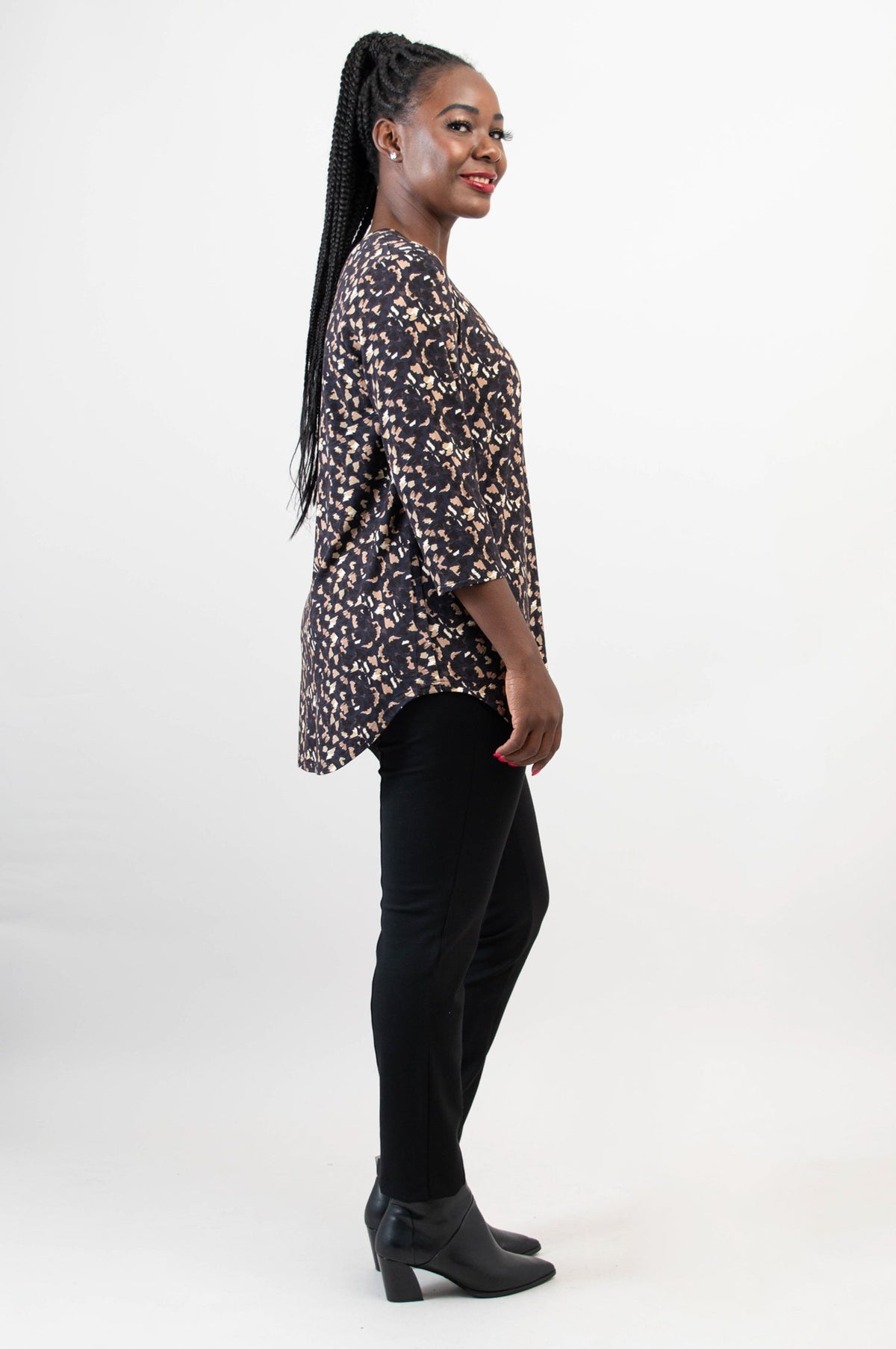Jackie 3/4 Top, Calico, Bamboo - Final Sale