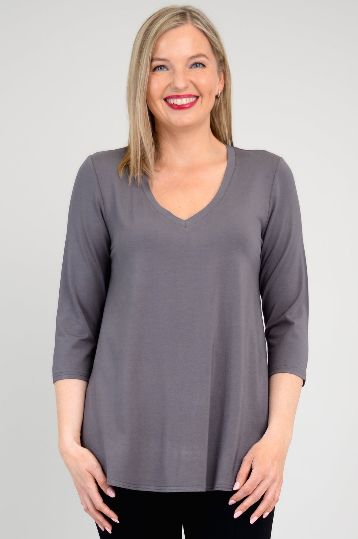 Jackie 3/4 Top, Charcoal, Bamboo - Final Sale