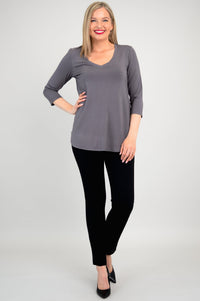 Jackie 3/4 Top, Charcoal, Bamboo - Final Sale