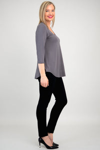 Jackie 3/4 Top, Charcoal, Bamboo - Final Sale