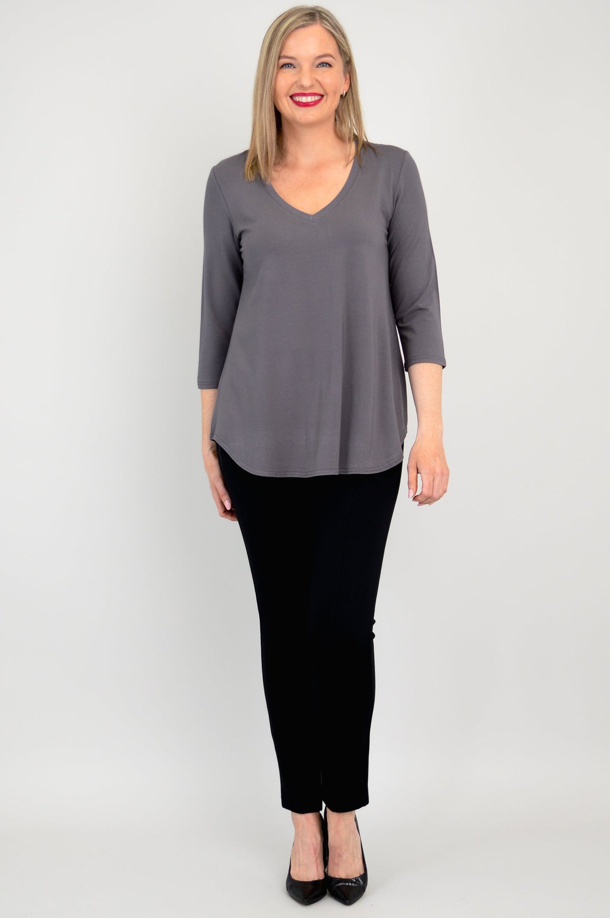 Jackie 3/4 Top, Charcoal, Bamboo - Final Sale
