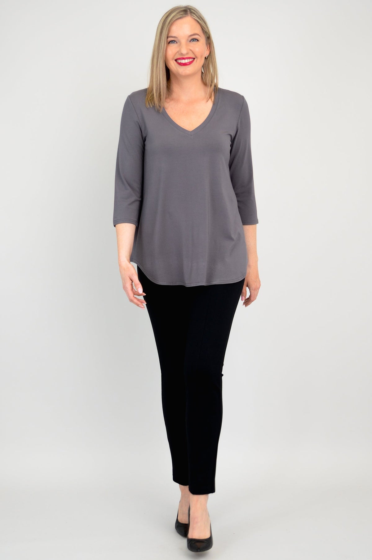 Jackie 3/4 Top, Charcoal, Bamboo - Final Sale