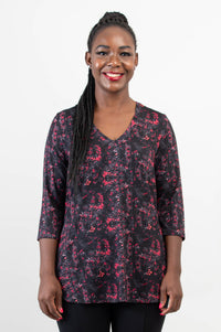 Jackie 3/4 Top, Cherry Jam, Bamboo - Final Sale