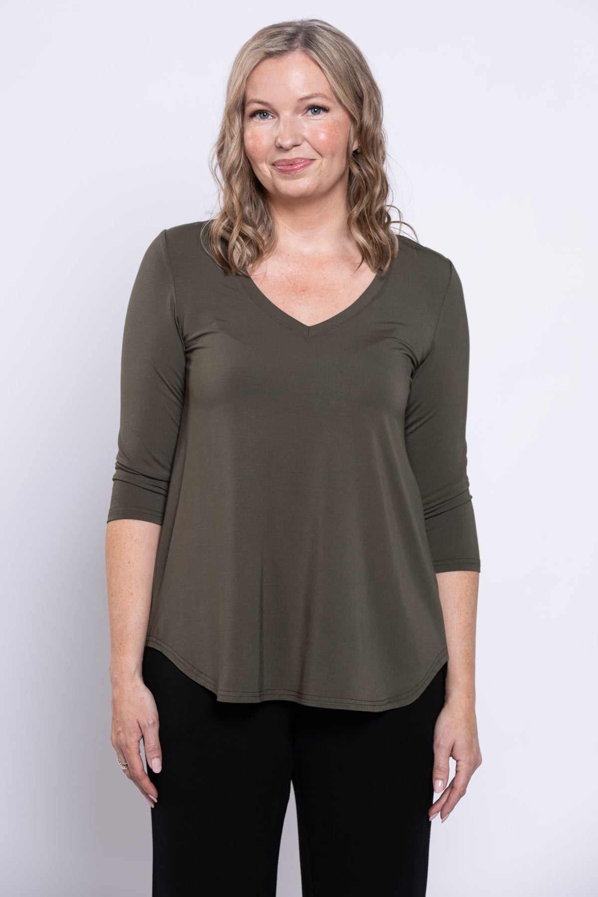 Jackie 3/4 Top, Khaki, Bamboo