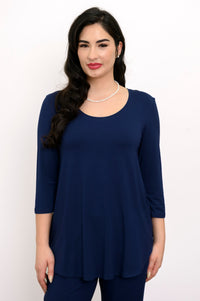 Jazz 3/4 Slv Top, Indigo, Bamboo