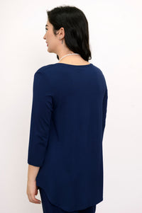 Jazz 3/4 Slv Top, Indigo, Bamboo