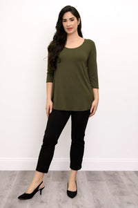 Jazz 3/4 Slv Top, Khaki, Bamboo