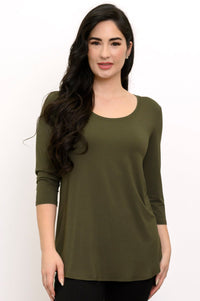 Jazz 3/4 Slv Top, Khaki, Bamboo