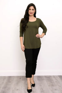 Jazz 3/4 Slv Top, Khaki, Bamboo