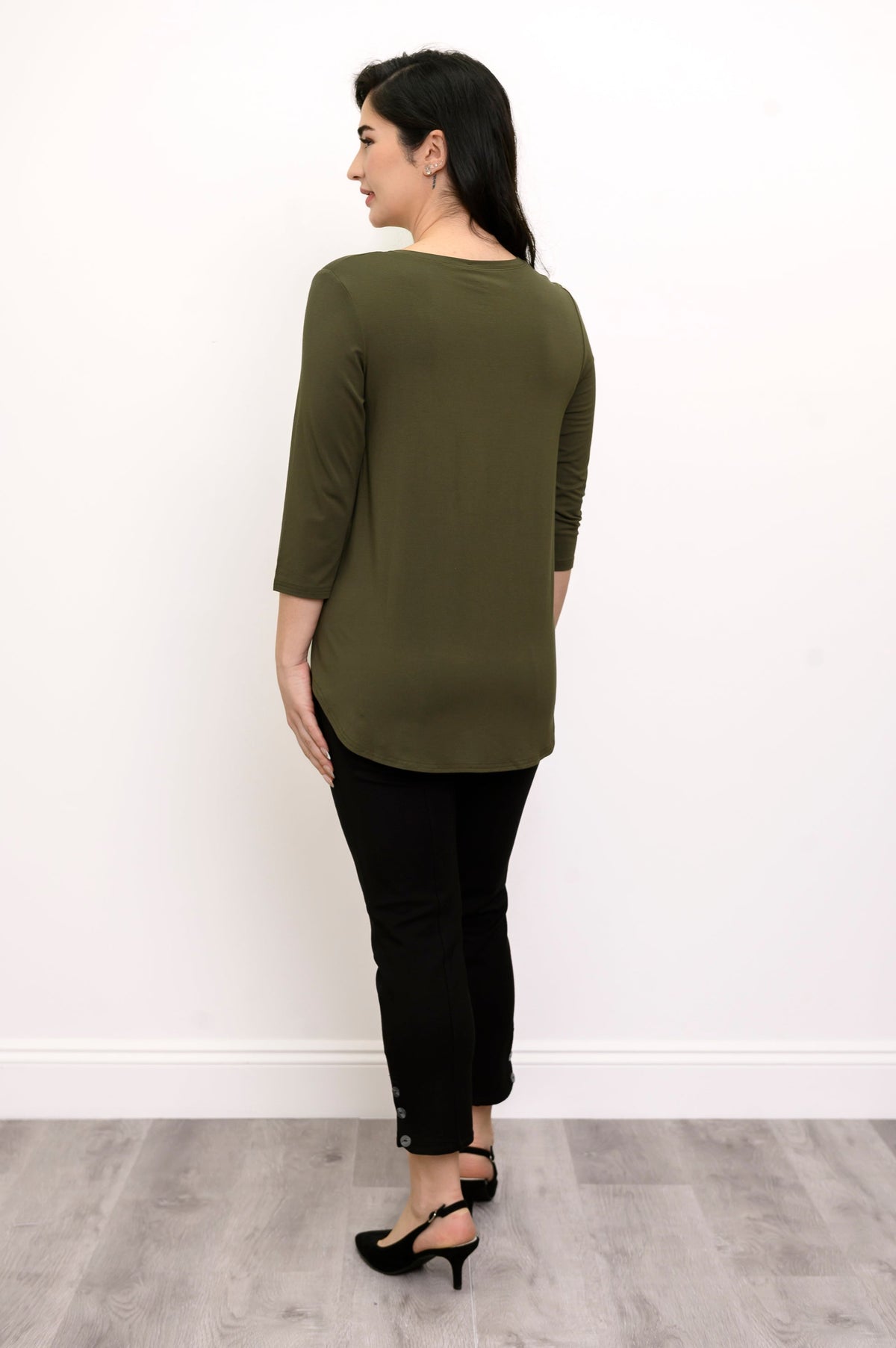 Jazz 3/4 Slv Top, Khaki, Bamboo