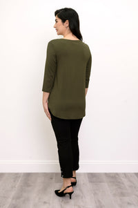 Jazz 3/4 Slv Top, Khaki, Bamboo