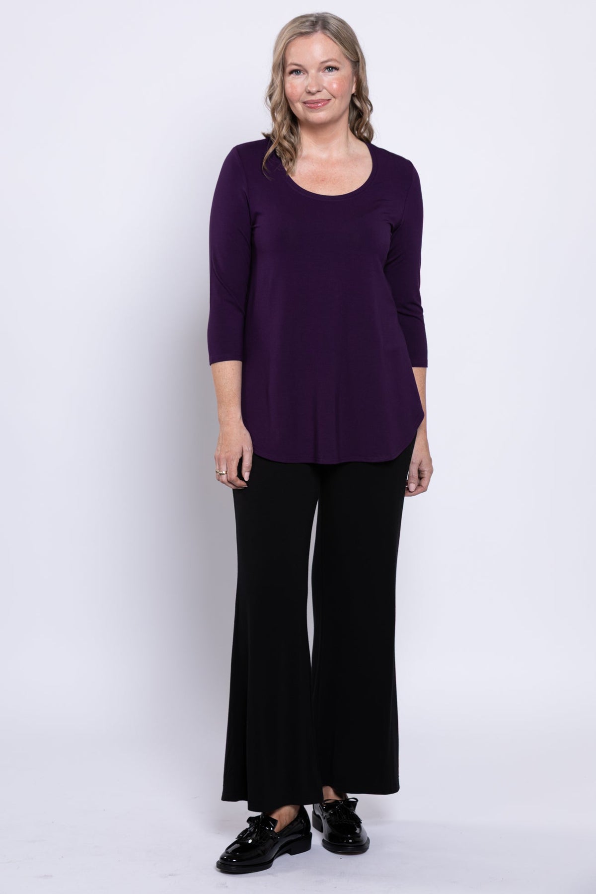 Jazz 3/4 Slv Top, Royale, Bamboo