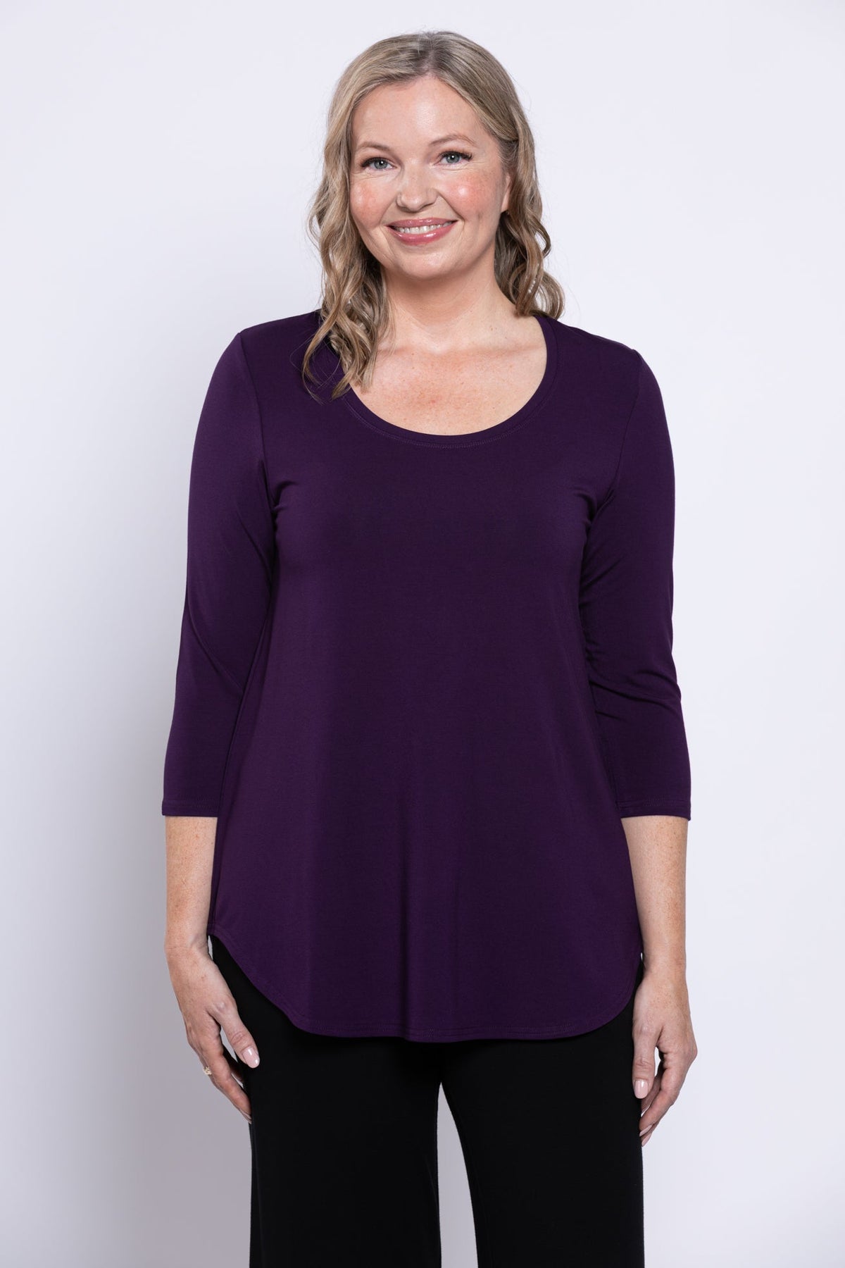 Jazz 3/4 Slv Top, Royale, Bamboo