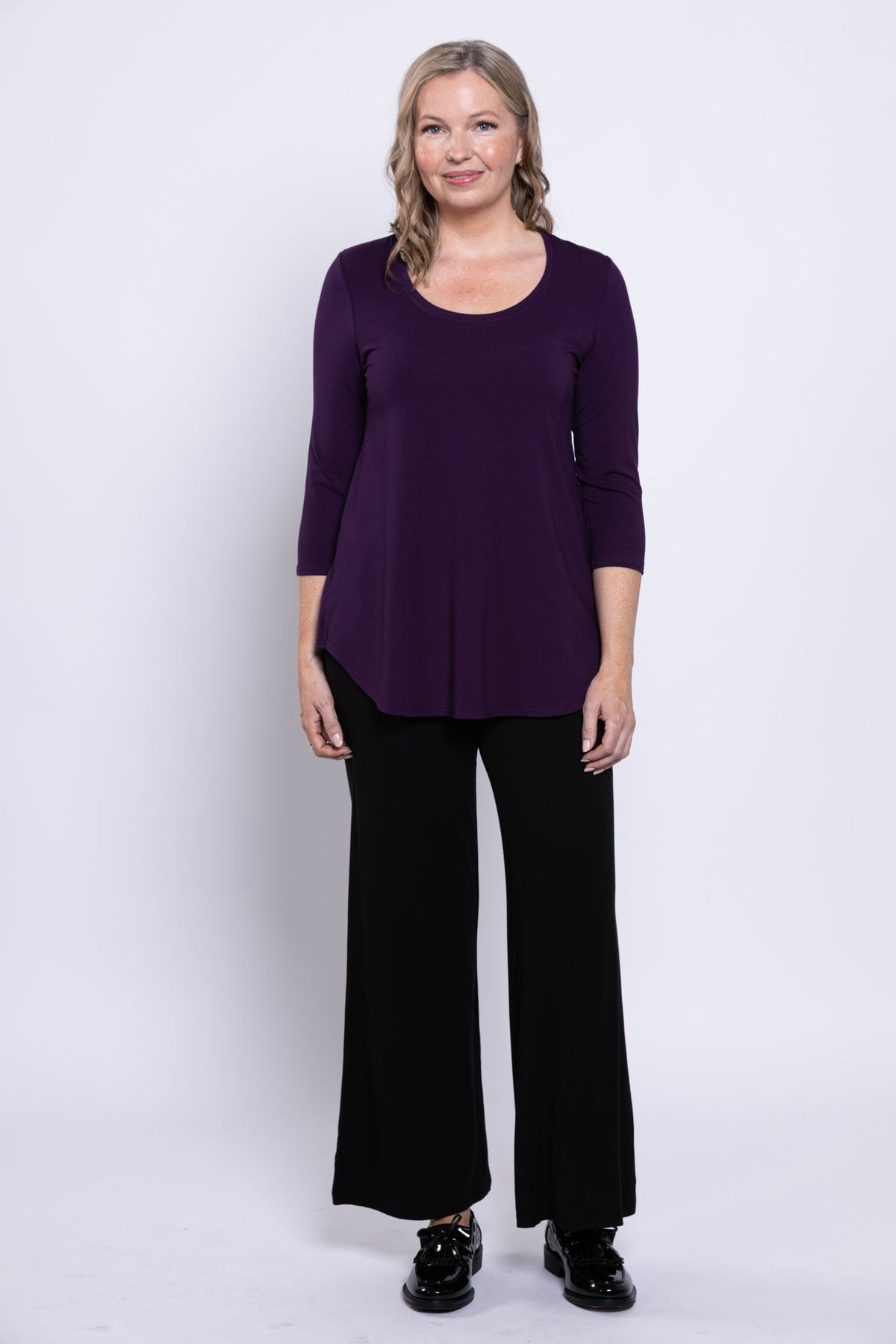 Jazz 3/4 Slv Top, Royale, Bamboo