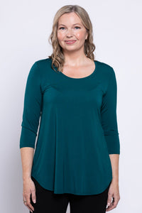 Jazz 3/4 Slv Top, Teal, Bamboo