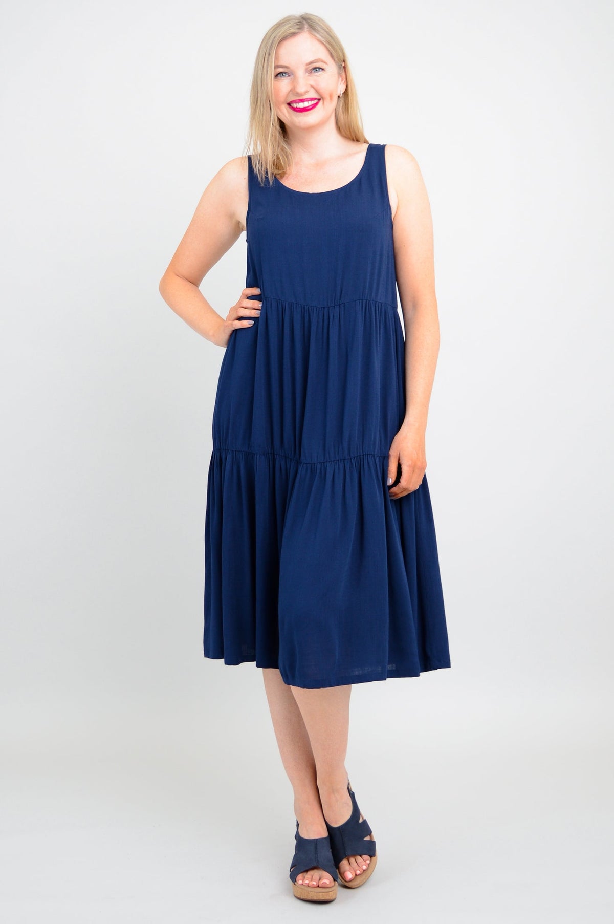 Juni Dress, Indigo, Linen Bamboo
