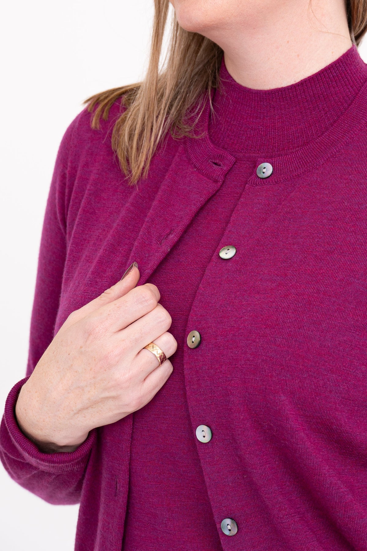 Kitten Cardigan, Magenta, Merino Wool
