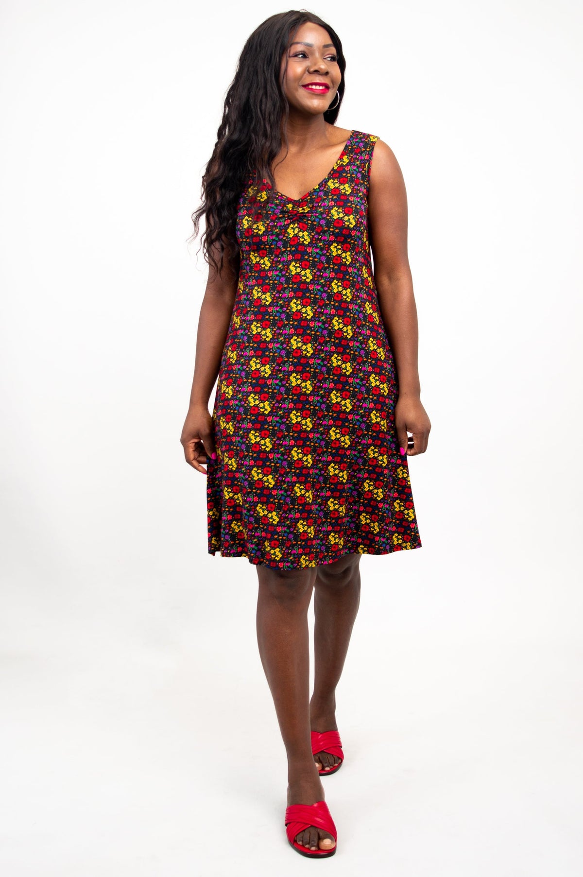 Lanai Sleeveless Midi Dress, Summerland, Bamboo - Final Sale
