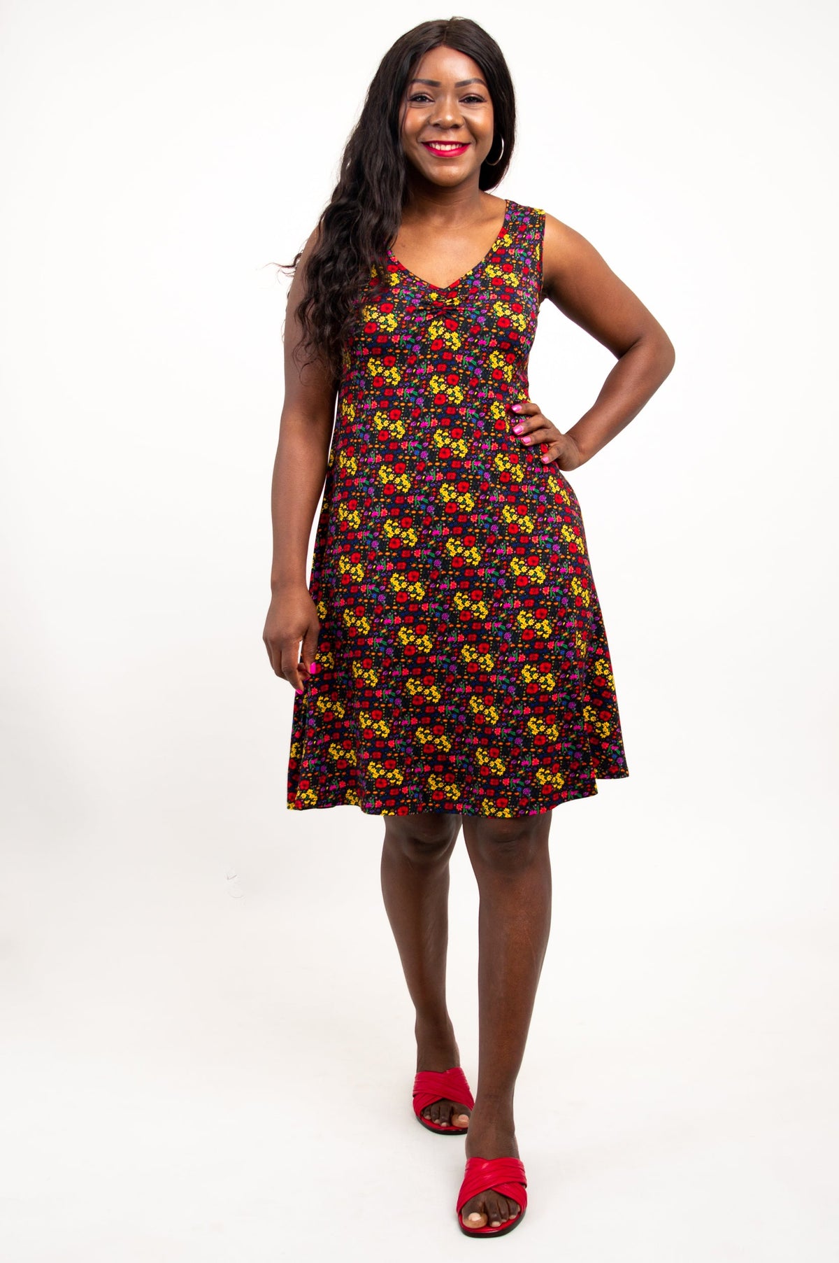 Lanai Sleeveless Midi Dress, Summerland, Bamboo - Final Sale