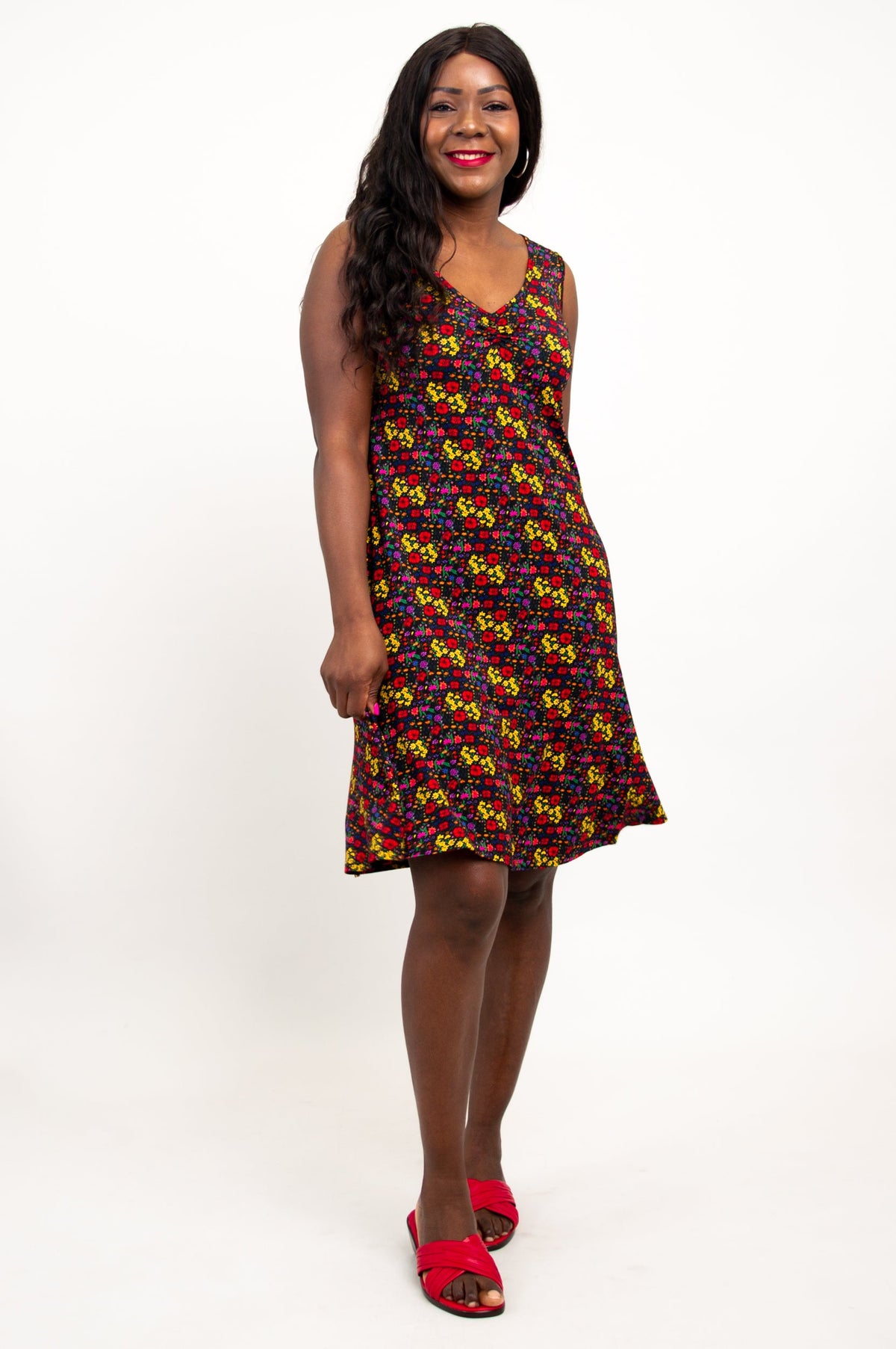Lanai Sleeveless Midi Dress, Summerland, Bamboo - Final Sale