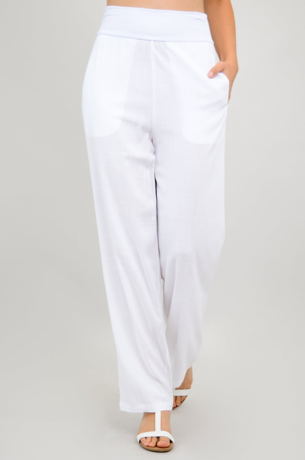 Landon Pant, White, Linen Bamboo - Final Sale