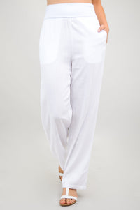 Landon Pant, White, Linen Bamboo - Final Sale