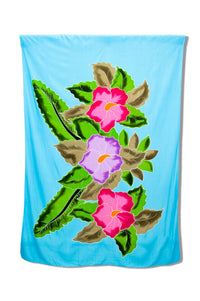 Hand Painted Sarong, Turquoise Kana