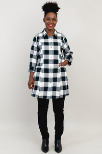 Larissa Tunic, Grey Plaid, Cotton Flannel - Final Sale