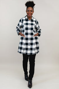 Larissa Tunic, Grey Plaid, Cotton Flannel - Final Sale