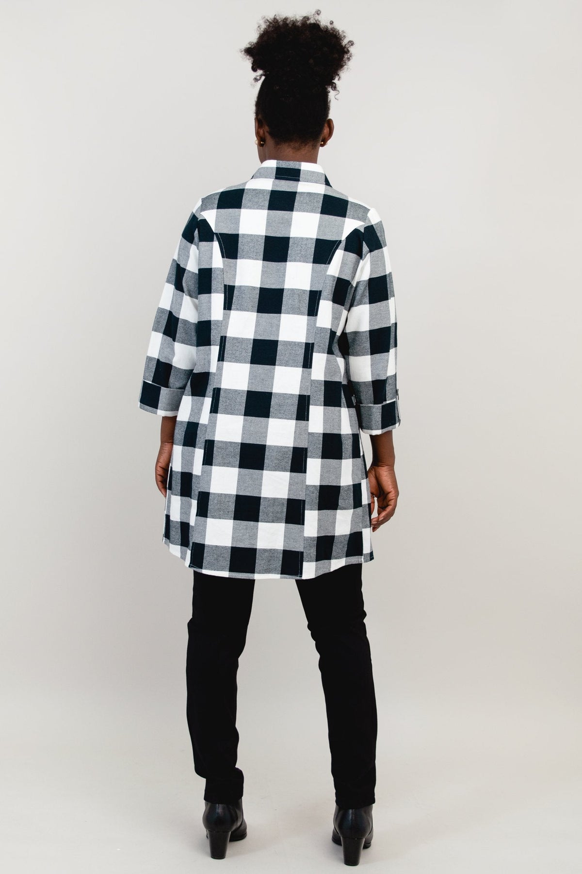 Larissa Tunic, Grey Plaid, Cotton Flannel - Final Sale