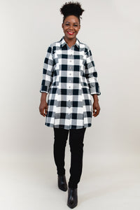 Larissa Tunic, Grey Plaid, Cotton Flannel - Final Sale