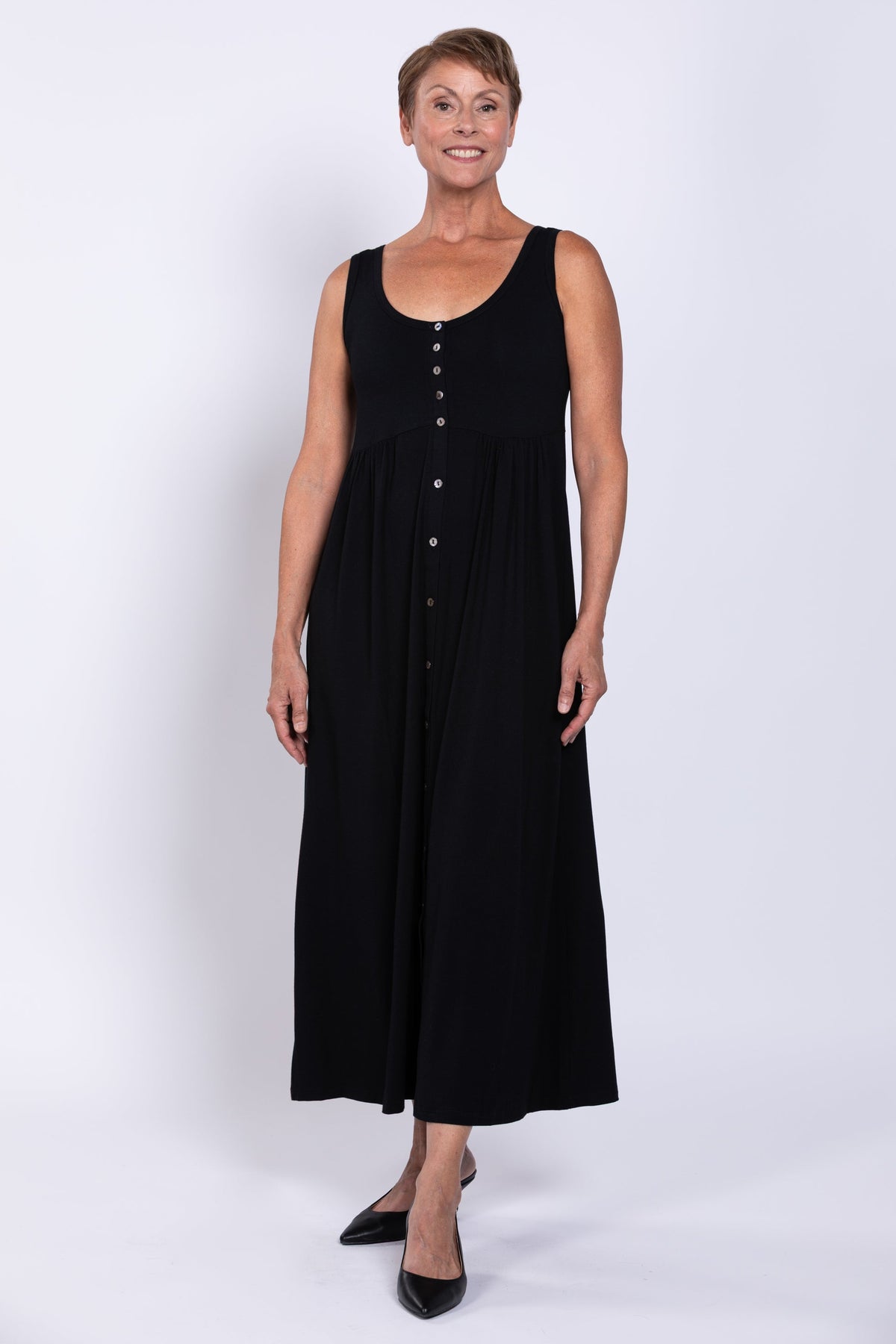 Liane Sleeveless Dress, Black, Bamboo - Final Sale